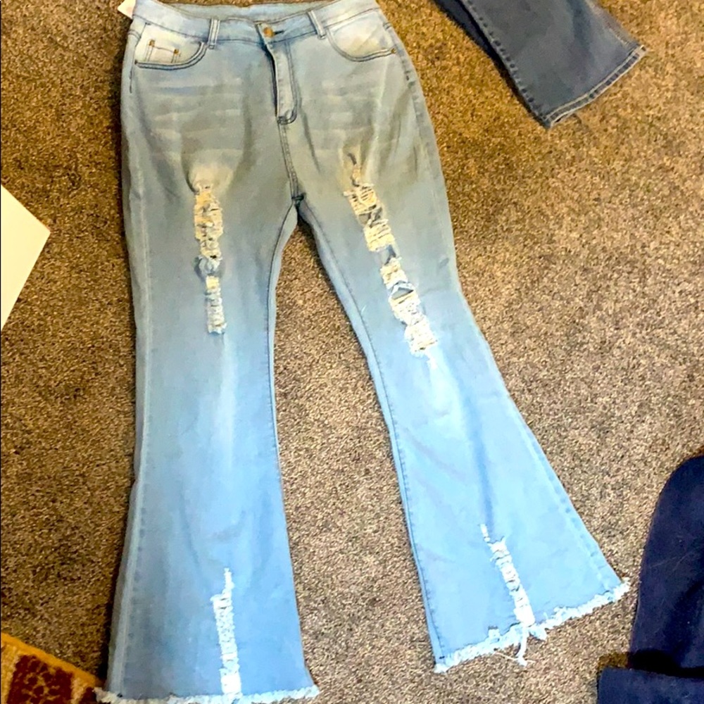 Big bell bottom light blue jeans
